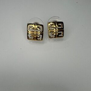 Givenchy Gold-Tone Greek Key Stud Earrings